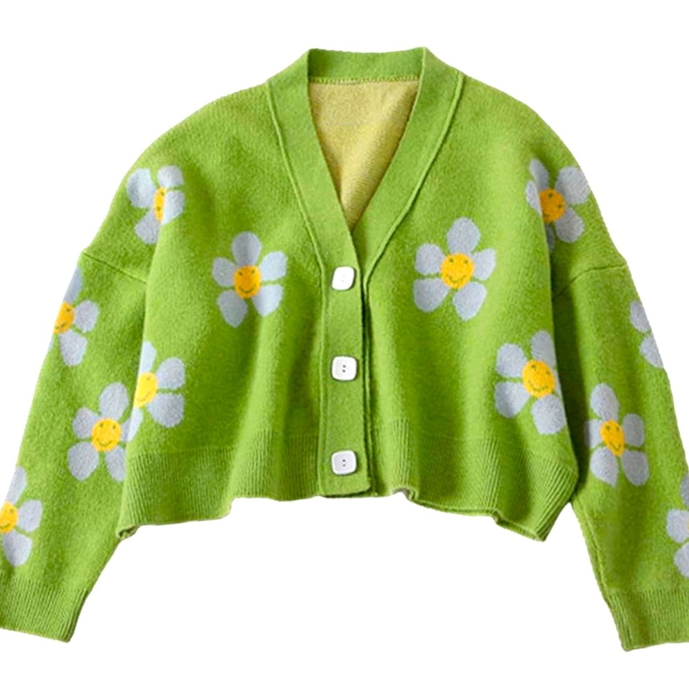 Retro Happy Flower cardigan by MilaBrown